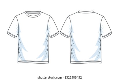 Men's t-shirt templates, white color.
Front and back views.
Vector illustration.