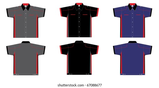 Men's T-technician front and back view. vector template