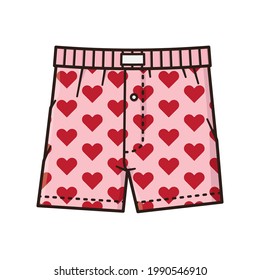 Mens underpants with hearts pattern isolated vector illustration for Boxer Shorts Day on October27