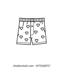 Calzoncillos masculinos con icono de línea vectorial de patrón de corazones para el Día de Boxer Shorts el 27 de octubre