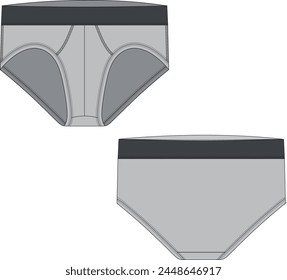 Men's underwear brief technical sketch template