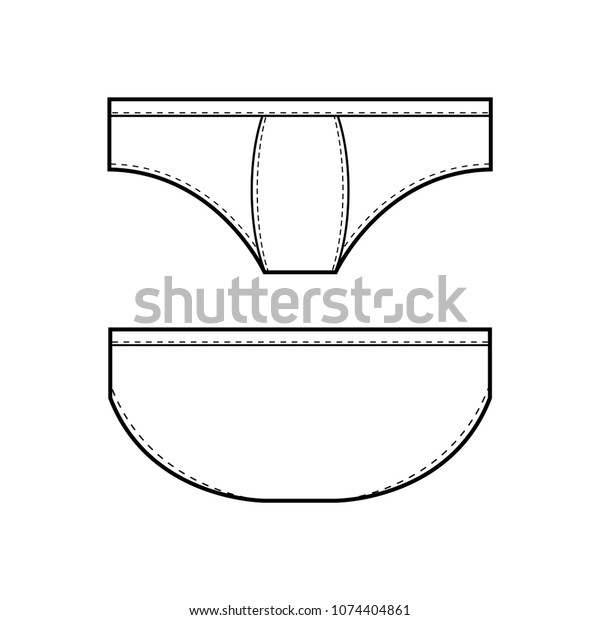 Mens underwear in front and back view. Template for design of clothes