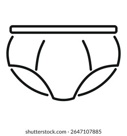 Ícone de roupa interior masculino em estilo de linha representando cuecas masculinas para natação ou esportes