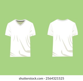 Men's  V Neck T Shirt Flat sketch Front and Back
