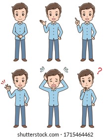 Men's various pose illustration set