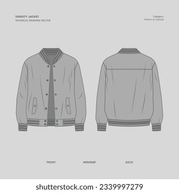 MEN'S VARSITY BASEBALL JACKET VECTOR