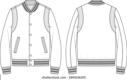 Varsity Jacket Fashion Technical Drawing Stock Vector (Royalty Free ...