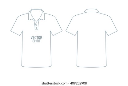 Men's vector polo shirt silhouette. Boys short sleeve classic shirt template.