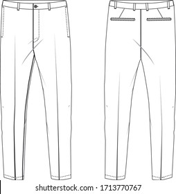Pants formal trousers fashion flat technical drawing vector template  Fashion flat sketch template  CanStock