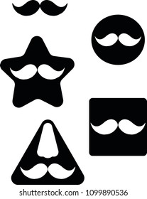 Men's vintage mustache Vector black and white on a background of a triangle triangle and a square of cute and beautiful