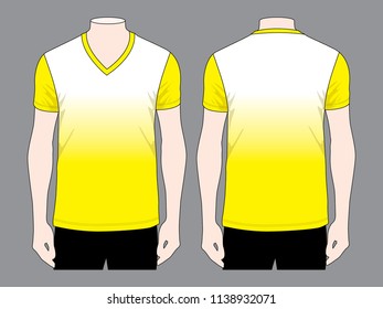 Men's V-Neck Shirt Design
(Yellow / White)
: Gradient