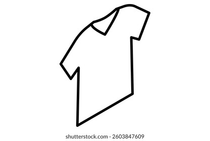 Men's V-neck shirt, simple isometric line drawing icon in black and white, Vector Illustration