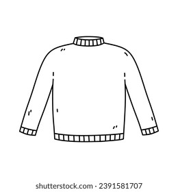 Men's warm sweater isolated on a white background. Vector hand-drawn illustration in doodle style. Perfect for cards, decorations, logo, various designs.