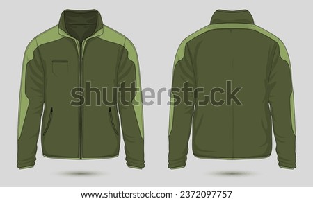Men's warm zipper jacket front and back view