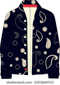 men's wear jacket 
paisley pattern 
red details
