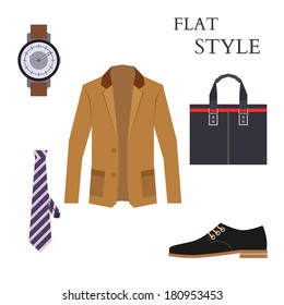 Mens Wear Look Fashion. Flat Style. Vector