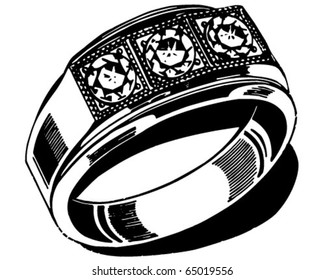 Mens Wedding Ring - Retro Clipart Illustration