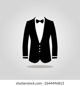 men's wedding suit black vector