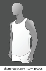 Men's White Running Uniform Template On Gray Background, Vector File