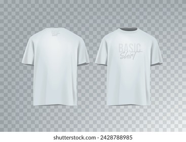 Men's white short sleeve t-shirt mockup. Front view. Vector template.