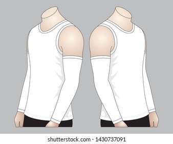 Men's White Tank Top And Arm Sleeve Vector For Template