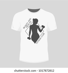 Men's white t-shirt - gym icon