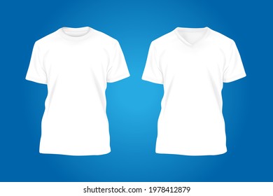 Men's white t-shirt with short sleeve mockup. Front view. Vector template.