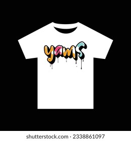 Men's white yams t-shirt with short sleeve mockup. Front view. Vector template.