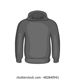 Mens winter sweatshirt icon in black monochrome style isolated on white background. Clothing symbol vector illustration