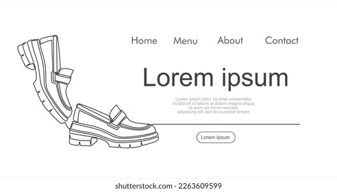 Men's or women Shoes continuous one line drawing minimalism design. Can used for logo, emblem, slide show and banner. Illustration with quote template. One line vector illustration. 