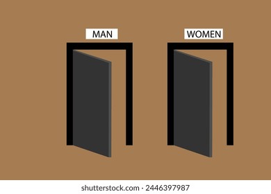 Men's and women's bathroom doors