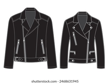 Men's and women's black leather jacket