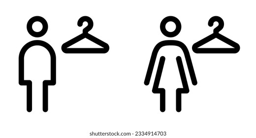 Men's and women's changing rooms line icon set - Shutterstock ID 2334914703