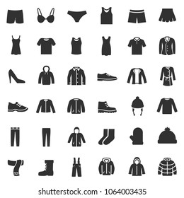 men's and women's clog for different seasons, monochrome icons set. simple symbols collection