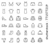 men's and women's clothing for different seasons, icons set. Line with Editable stroke