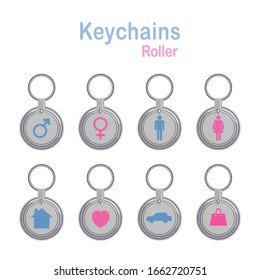 Men's Women's Key Chain with rotating effect or roller effect