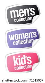 Men`s, women`s and kid`s collection stickers set