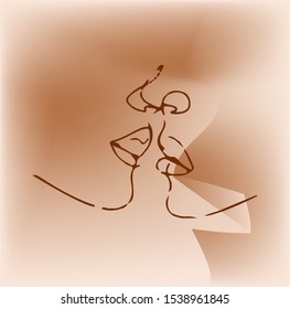Men's and women's lips on a cool background
