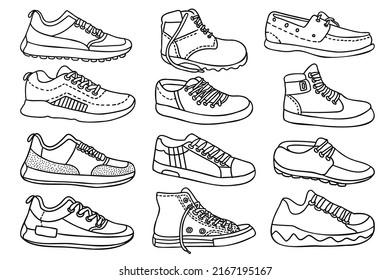 Schuhskizze für Männer und Frauen, doodle-Design-Kollektion