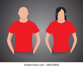 Men's and women's t-shirt with human body