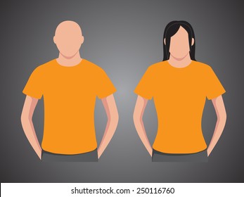 Men's and women's t-shirt with human body