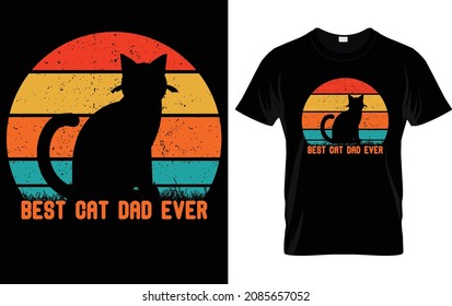 Mens World Best Cat Dad Ever Funny Cat Dad Father Retro sunset t shirt