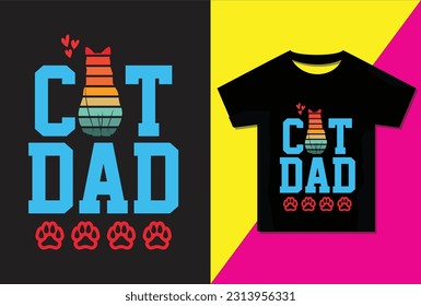 Men's World Best Cat Dad, Cat Dad Father's Day T shirt Design, vector Father's Day T shirt design, Dad shirt, Father typography, Retro T shirt design