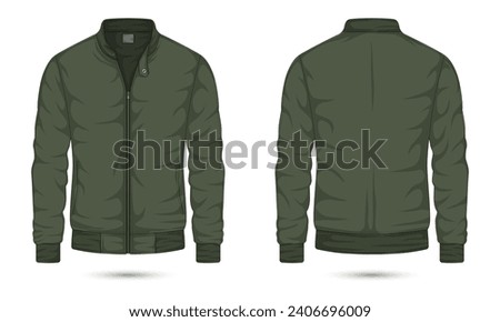 Men's zipper jacket mockup front and back view