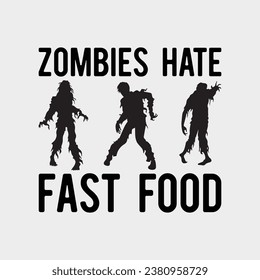 Mens Zombies Hate Fast Food Tshirt Funny Running