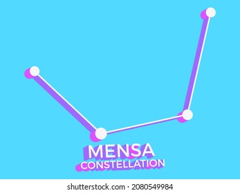 Mensa constellation 3d symbol. Constellation icon in isometric style on blue background. Cluster of stars and galaxies. Vector illustration