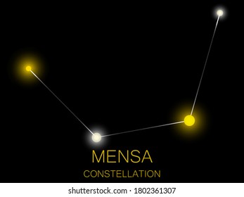 Mensa constellation. Bright yellow stars in the night sky. A cluster of stars in deep space, the universe. Vector illustration