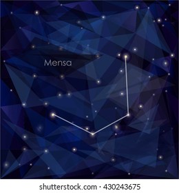 Mensa constellation in night sky, background s a triangulation