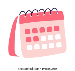 Menstrual calendar. Calendar icon. Highlighted day on the calendar.Working and day planning concept. Cartoon vector illustration. Vector stock illustration. 