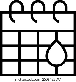 menstrual calendar icon. Thin linear style design isolated on white background